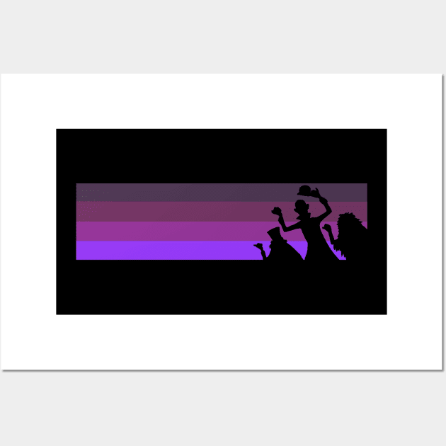 Retro Purple Stripes Hitchhiking Ghosts Wall Art by ThisIsFloriduhMan